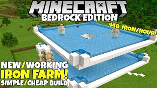 Minecraft Bedrock Upgradable IRON FARM SimpleWorking 440 IronHour 121 Update Tutorial [upl. by Sinclare547]