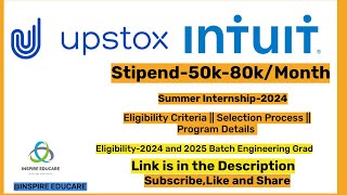 Upstox Summer Internship 2024  Intuit Summer Internship 2024  Internship for 2024 and 2025 Batch [upl. by Shanahan828]