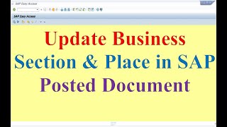 How to update Business Section and Place in sap [upl. by Nyleda]