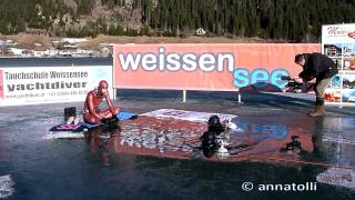 Am Weissensee Nik Linder Apnoe Weltrekord Streckentauchen unter Eis 1512011 HD1080p [upl. by Sivatco]