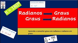 RADIANOS PARA GRAUS Conversão de radianos para graus e graus para radianos [upl. by Litnahc]