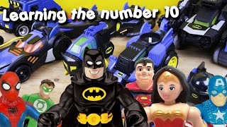 Learn about 10 math with Batman imaginext toys spiderman wonder woman new superhero educational [upl. by Ackerley279]