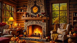 Cozy Autumn Cafe Ambience  Gentle Jazz Tunes amp Fall Vibes for Unwind [upl. by Raynard425]