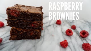 Dark Chocolate Raspberry Brownie Recipe  The CHEWIEST FUDGIEST brownies [upl. by Ayokahs311]