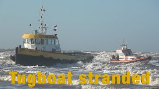 Sleepboot vastgelopen Zandvoort strand [upl. by Eelyma]