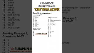 Cambridge book 17 Test3 reading answers THE THYLACINE  SUMPUN IELTS PHAGWARA [upl. by Joane]