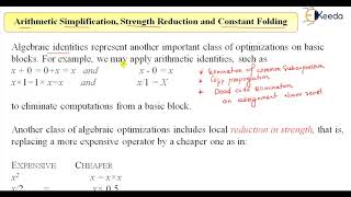 Arithmetic Simplification Strength Reduction amp Constant Folding in Compiler Design  GATE [upl. by Danit119]