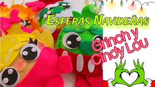 ESFERAS DE FIELTRO GRINCH Y CINDY LOU  DIY NAVIDEÑO fieltro grinch cindylouwho navidad [upl. by Jeremie]