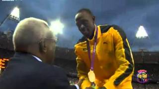 Usain Bolt singing Jamaican National Anthem OLYMPICS LONDON 2012 August 6 2012 [upl. by Riane947]