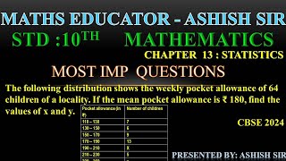 The following distribution shows the weekly pocket allowance of 64 children of a locality If the [upl. by Sokin936]