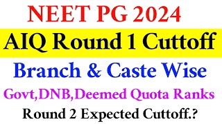 NEET PG 2024  AIQ Round 1 Branch amp College Wise Cuttoff neetpg2024round2expectedcutoff [upl. by Sherard990]