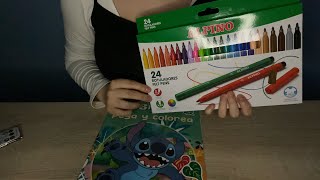 ASMR RELAJATE mientras coloreo a STITCH con ROTULADORES No talking [upl. by Bergren430]