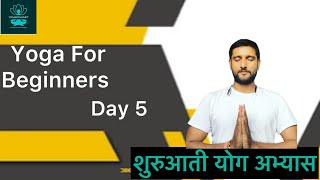 Easy yoga for beginners at home  Day 5 out of 21  Guided in Hindi [upl. by Dranoc727]