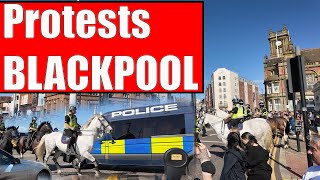 Blackpool Protest Saturday HUGE Police Presence 👮‍♂️🚓 [upl. by Boony8]