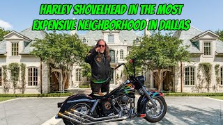 Harley Shovelhead in the Most Expensive Neighborhood in Dallas 🤑 [upl. by Mya]