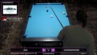 EVO vs COMMENTATORS  WBCA 9 BALL 2024  TABLE 3  EvoSports [upl. by Aserat]