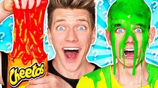 Mystery Wheel of Slime Challenge HOT CHEETOS SLIME Learn How To Make DIY Switch Up Oobleck Food [upl. by Helenka]