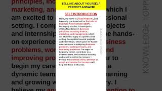 How to introduce Yourself in an Interview in English  Self Introduction in English [upl. by Urbannal]