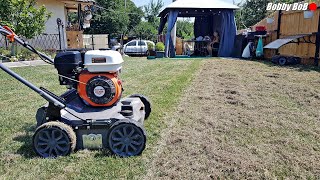 Scot uscatura din gazon cu scarificatorul pe benzina  Lawn scarification [upl. by Razid800]