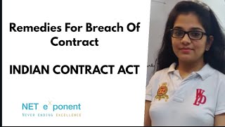 Remedies For Breach Of Contract Indian Contract Act By NET EXPONENT [upl. by Celesta550]