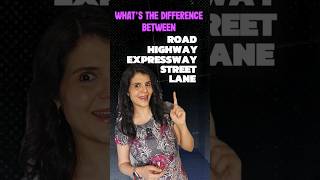 Road Vs Highway Vs Expressway Vs Street Vs Lane  Difference Shorts English Learn knowledge [upl. by Nilyam]