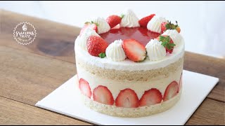 A Light amp Fluffy Strawberry Fraisier Cake  No Eggs  No Gelatins [upl. by Azerila]