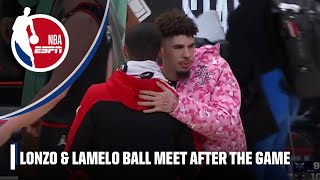 Lonzo Ball greets LaMelo after Bulls beat Hornets  NBA on ESPN [upl. by Eeslehc]