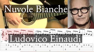 NUVOLE BIANCHE  Ludovico Einaudi  Full Tutorial with TAB  Fingerstyle Guitar [upl. by Crooks]