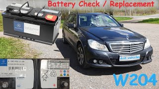 W204 Battery 12 v Replacement  Voltage Check  Mercedes C class 180 CDI [upl. by Inalan]