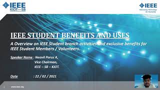 IEEE STUDENT MEMBERSHIP BENEFITS AND USES  NEAVIL PORUS A [upl. by Seidnac46]