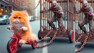 🧟ZOMBIE APOCALYPSE 😿CUTE CAT STORY cute cat survival zombiesurvival shorts [upl. by Yrdnal]