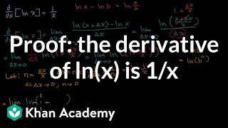 Proof the derivative of lnx is 1x  Advanced derivatives  AP Calculus AB  Khan Academy [upl. by Nomannic]