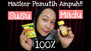 MASKER PEMUTIH WAJAH  SUSU BUBUK DAN MADU  MASKER ALAMI [upl. by Rahal]