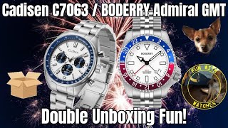 Cadisen C7063  BODERRY Admiral NH34 GMT Watch Double Unboxing Fun [upl. by Romney]