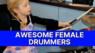 Awesome Female Drummers [upl. by Ahsiekit]