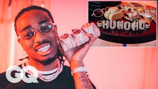 Quavo Shows Off His Insane Jewelry Collection  GQ [upl. by Tnelc]