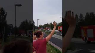 German firefighters return home after the violent forest fires in Sweden [upl. by Rtoip397]