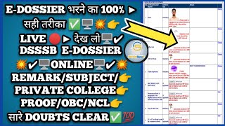 E Dossier 2024 Dsssb E dossier documents  dsssb e dossier processhow to upload e dossier in dsssb [upl. by Yelnikcm149]