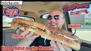 Jersey Mikes NEW Pastrami Classic amp Chipotle REVIEW BEST Pastrami Sub Ever brickeats [upl. by Gaulin459]