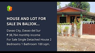 HOUSE AND LOT FOR SALE IN BALIOK TALOMO DAVAO CITY [upl. by Attikram218]