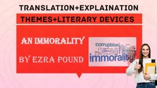 An Immorality by Ezra poundTitle Explaination in UrduThemesLiterary devices FullPoem Analysis [upl. by Paton]