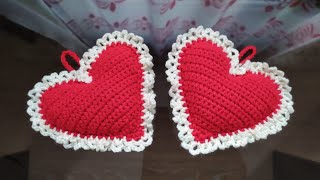 Crochet 3D hanging heart tutorial😍💝 💖 💗 💕 [upl. by Anse]