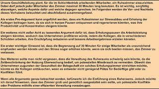 DTB C1 Schreiben Stellungnahme ein Ruhezimmer aber 30 Minuten Begrenzung [upl. by Yessej]