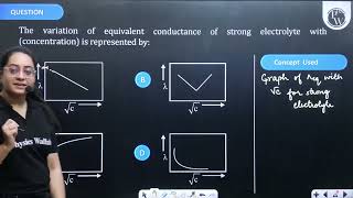 The variation of equivalent conductance of strong electrolyte with concentration is represente [upl. by Heppman556]