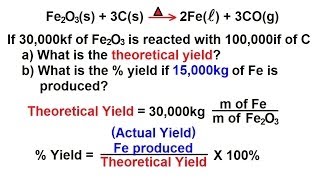 Chemistry  Yield of a Reaction in Chemical Equations 24 of 38  Example [upl. by Mckinney]