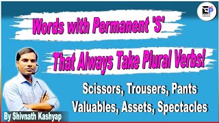 Words with Permanent S That always Take Plural Verbs II ScissorsTrousersPantsAssetsSpectacles [upl. by Ahsimet707]