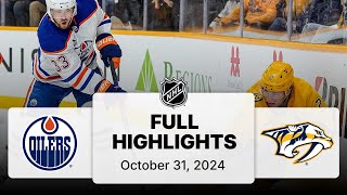 NHL Highlights  Oilers vs Predators  October 31 2024 [upl. by Nnylarak]