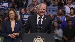 Tim Walz gives first speech as nominee for vice president at Kamala Harris rally in Philadelphia [upl. by Aytac]