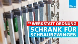 Schraubzwingen Schrank 23  Aufbewahrung Regal bzw Halterung  Topfscharniere  Tür anbringen [upl. by Hunger49]