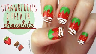 Strawberry Nails Dipped In REAL Chocolate  BIG NEWS [upl. by Zaob]